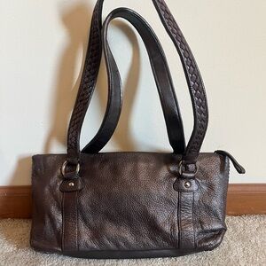 EUC The Sak Pink Label Bronze Pebbled Leather Shoulder Bag with Braided Straps